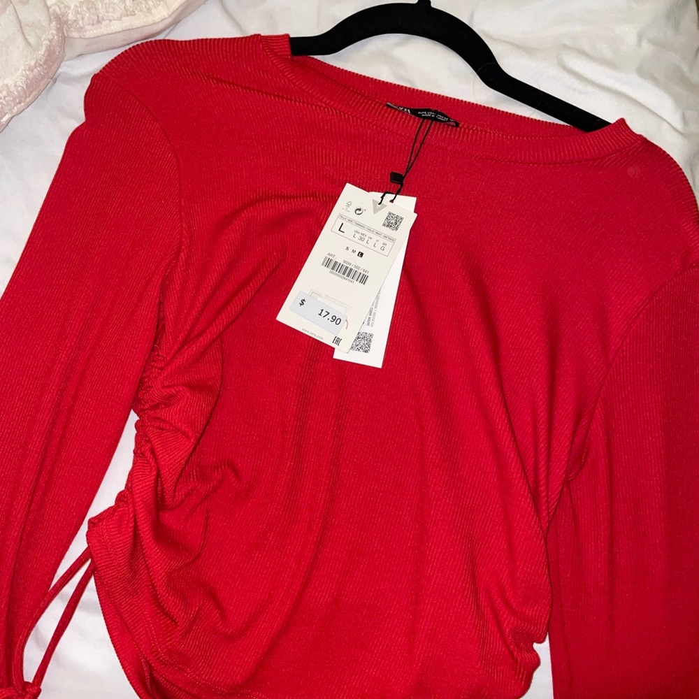 Red long sleeve top from Zara